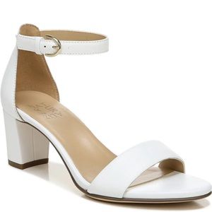 Vera Leather Ankle Strap Block Heel Dress Sandals